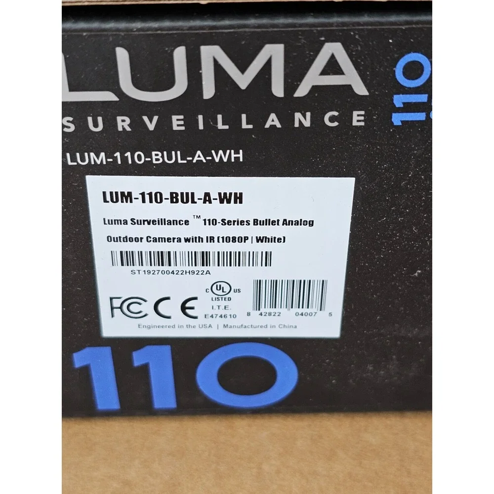 Luma 110 Series Outdoor Bullet Surveillance Camera White LUM-110-BUL-A-WH‎ NW
